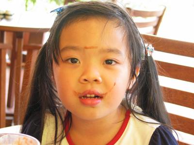 Marion with ice cream on her face!