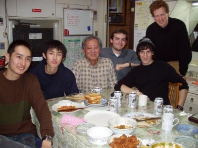 At Marian's farewell party - from left to right, Yaku, Sumita, Otosan, myself, Marian, Folker