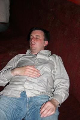 Joe asleep in Bar