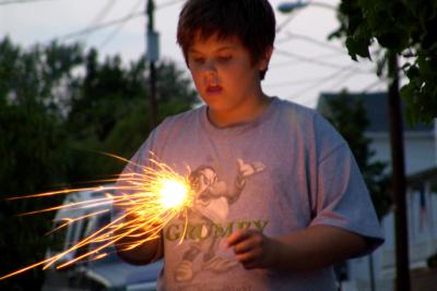 Young Man and Sparklers
