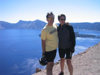 We made it!  Crater Lake - 7,450 Feet ASL