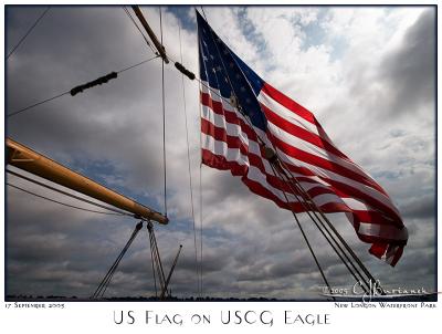 17Sep05 US Flag on USCG Eagle - 5801