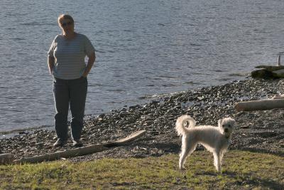 Mom and Dusty at Revelstoke Lake