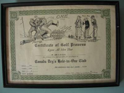 Hole In One certificate