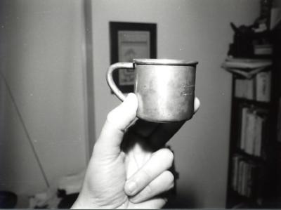 Silver cup comemmorating my birth