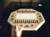 Inlaid marble backgammon board