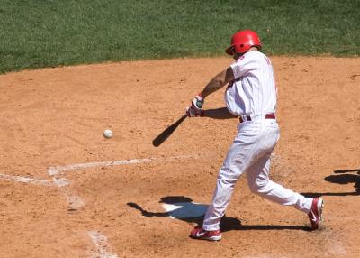Martinez swinging at pitch