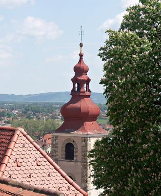 Ptuj - view of St George Tower from the castle