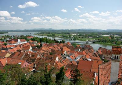 Ptuj - view over the town towards the Drava