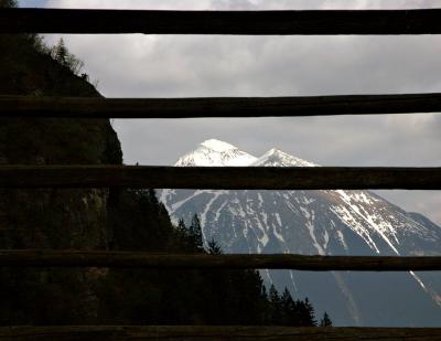 Hay rack and Karavanke Mountains, near Bled
