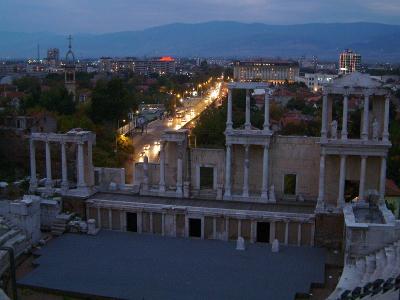 Plovdiv - Roman Theatre at dusk