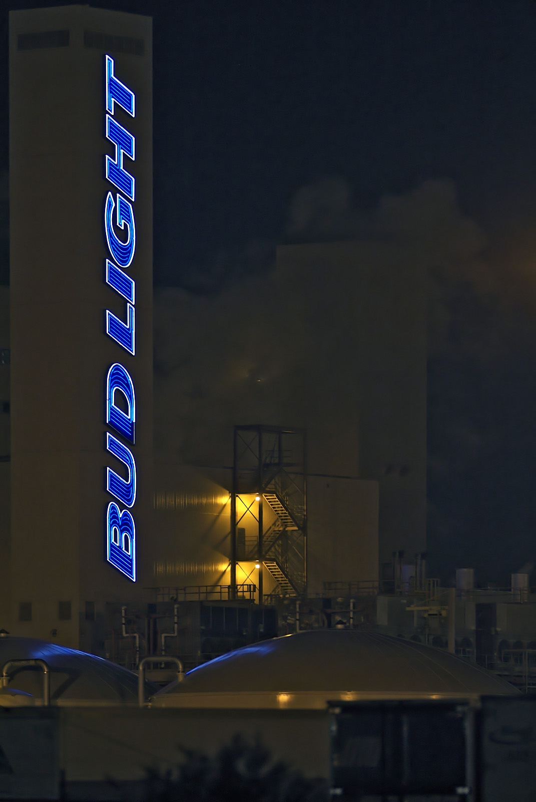 Budweiser plant at night