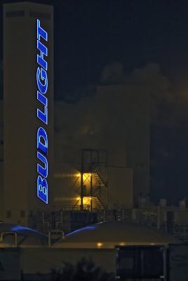 Budweiser plant at night