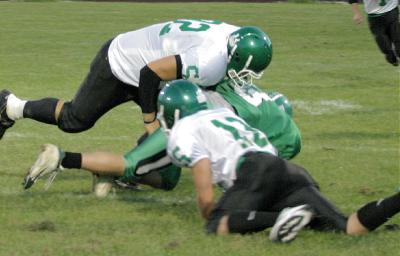 Luke Daly & Nick DePofi make a tackle