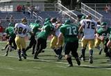 The Seton line blocking for an off-tackle run by Jeremy Sedelmeyer