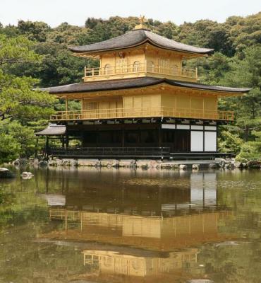 A classic view of Kinkakuji Temple (Golden Pavilion) in Kyoto