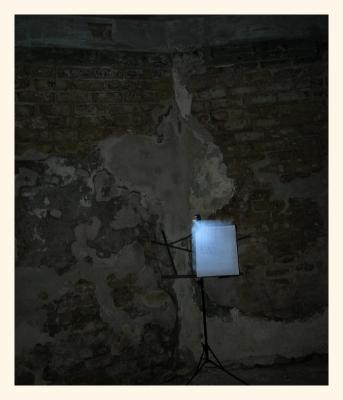 music stand in cellar