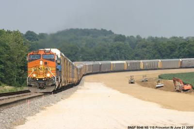 BNSF 5048 NS115 Princeton IN 21June 2005