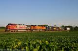 A colorful array of engines pulls Q514 north near Patoka.