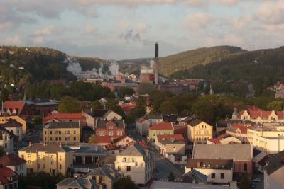 Halden from Rdsfjellet.  The Paper Mill Saugbrugsforeningen in the Background