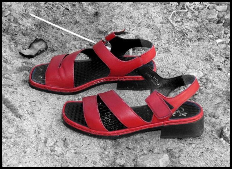 Red Shoes On Beach