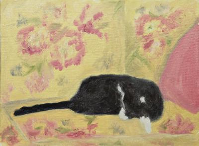 Mimi on the couch6 X 8 OilJune 2005