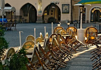 Prague: Cafe Chairs Take a Rest