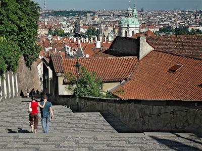 Prague: Couple on Castle Stairs