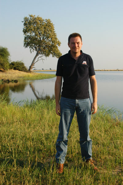 Eckhart at the designated break area, Chobe