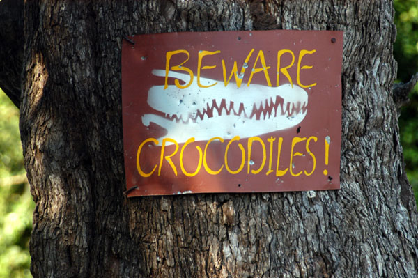 Beware of Crocodiles wandering near the Chobe Safari Lodge