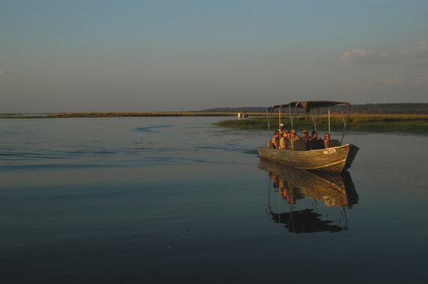 A tourboat on the Chobe River