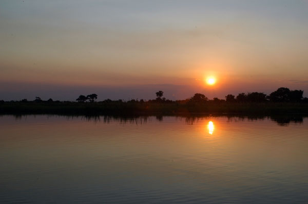 Sunset across the Chobe River to Namibia