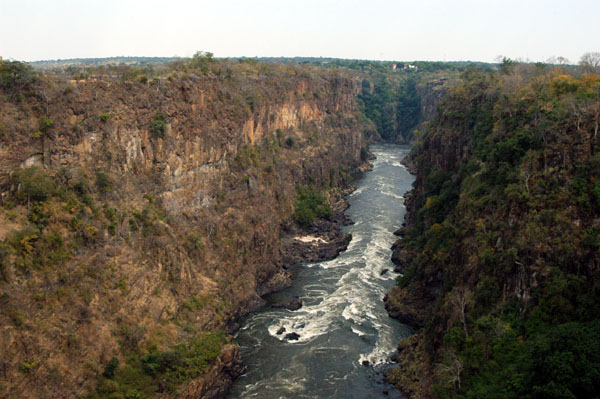 The Zambezi River has formed a series of canyons below Victoria Falls