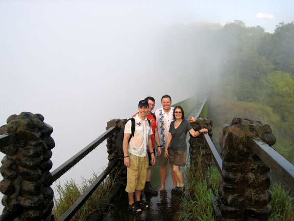 Getting drenched crossing the Knife Edge Bridge