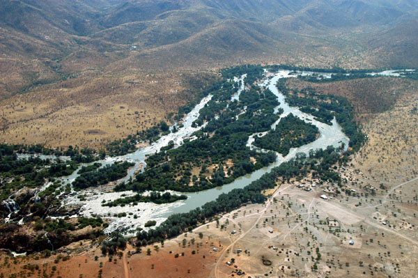 Kunene River at Epupa Falls, separating Angola and Namibia
