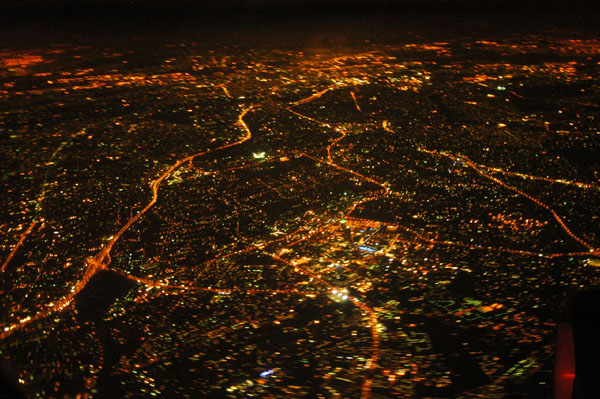 Night aerial over Johannesburg (Sandton)