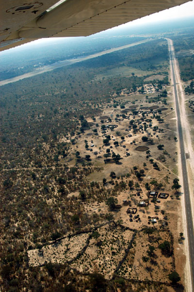 Crossing the Caprivi Highway on approach to Katima's Mpacha Airport