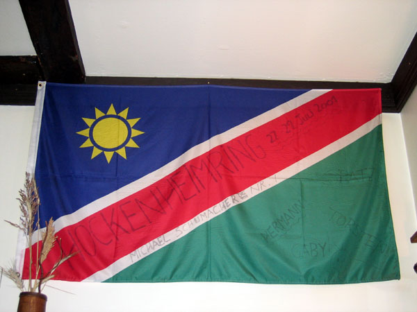 Namibian flag at the Swakopmund Brauhaus