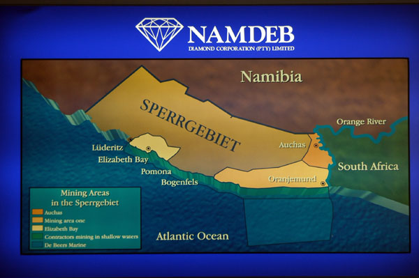 Map showing the Sperrgebiet surrounding Lüderitz