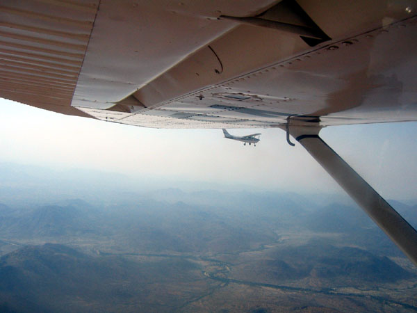 Flying together from Epupa Falls to Opuwo, Namibia for fuel