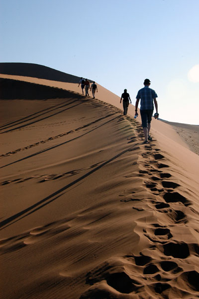 Climbing the dunes at Sossusvlei