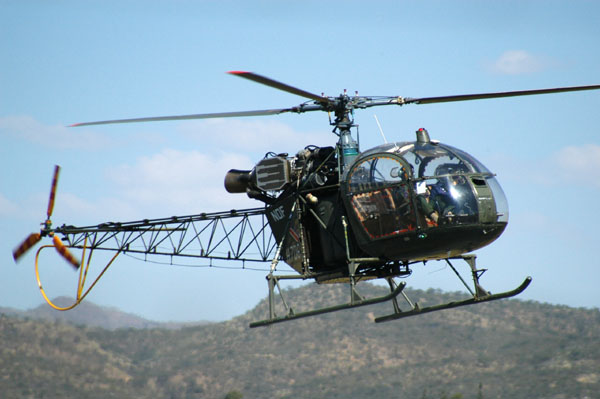 Namibian Defense Force helicopter landing at Eros