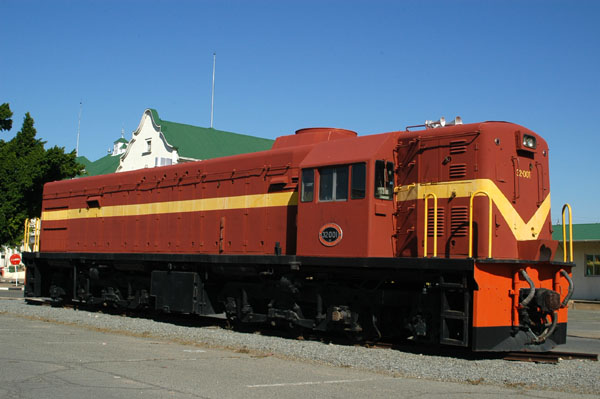 South African locomotive on display at Windhoek railway station