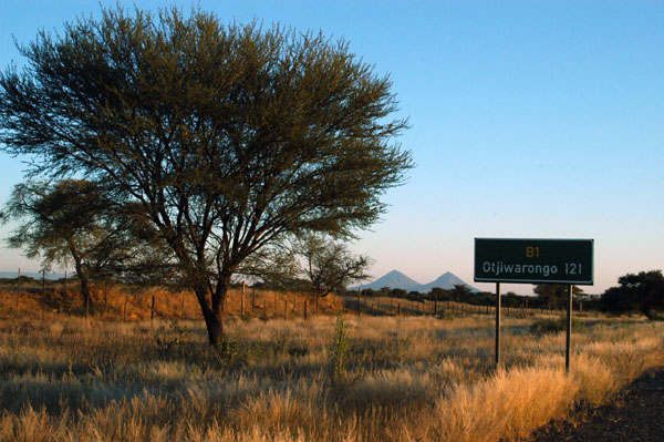 121 km south of Otjiwarongo on the B1