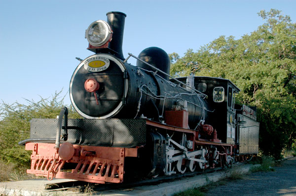 Old steam engine displayed at Otjiwarongo Station