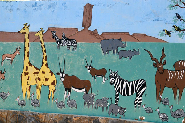 Noah's ark-ish mural in Outjo