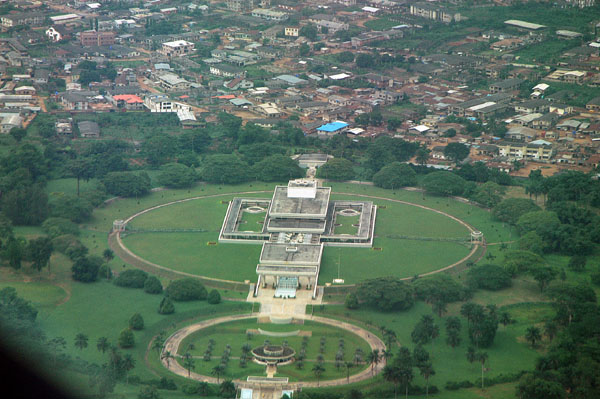 One of the few buildings that stand out on approach to Lagos, Nigeria