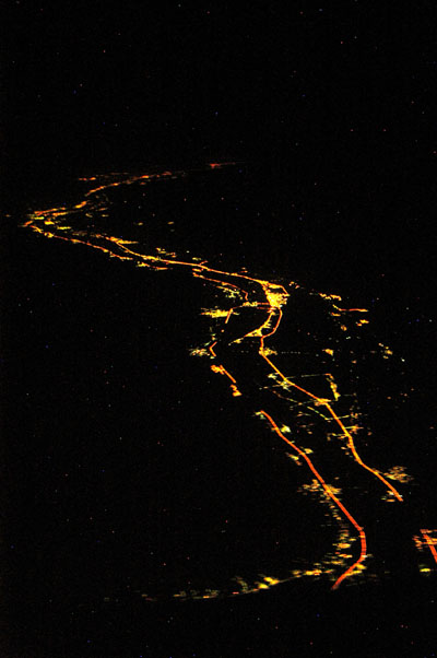 The Nile south of Luxor at night