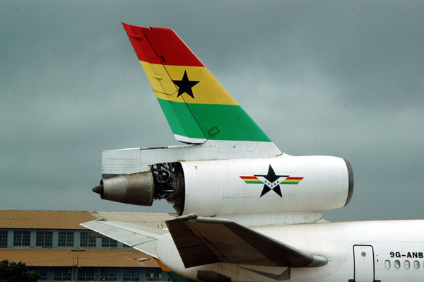 Tail section of Ghana Airways DC-10 (9G-ANB)
