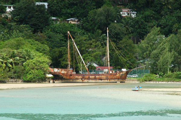 Rusty old ship on the east coast of Mah Island